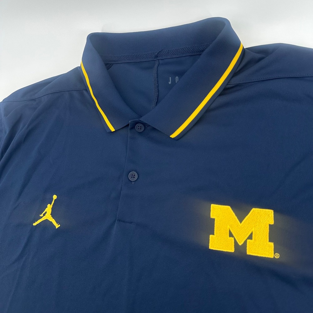 Michigan Wolverines Polo Shirt Mens XXL 2XL Navy Blue Jordan Brand DZ8377-419